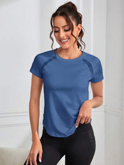 Activina Camiseta deportiva casual de unicolor, estilo minimalista adecuada para gimnasio de verano para mujeres