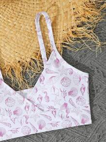 3pcs/Set Tween Girl Printed Tankini Swimwear - Purple - View 5