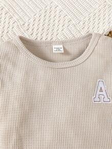 Baby Jungen Gestricktes 3 Stücke Outfit Lässig mit T-Shirt, Shorts und Hut, geeignet für den Sommer