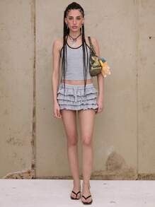 COUREZ Y2K 低腰棉质 Rara 迷你裙，带内衬，适合夏季短款穿着，复古风格