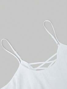 SHEIN Clasi Chiffon Layered Crisscross Back Slim-Fitted Camisole Top - White - View 3