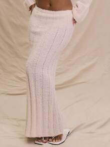 MUSERA Falda de punto acanalado de talle bajo con dobladillo acampanado, solo Bottom, ropa de playa de verano, linda y elegante para el Día de Acción de Gracias