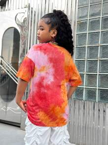 SHEIN Maglietta di moda per ragazze dell''età del preadolescenza, scollo a ciurlo, stile a strati, spalle cadenti, lavorata a maglia, adatta per l''estate