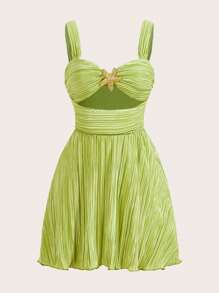 SHEIN SXY Women's Casual Minimalist Design Mini Dress, For Daily Wear,Sun Dresses Women,Resort Women,Ibiza Outfits,,Spring Break,Summer,Beach,Vacation - Green - View 9