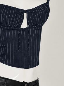 SHEIN ICON Women's Y2k Office Wwomen Outfits Casual Tie Front Striped Wide Strap Tank Top For Everyday Wear