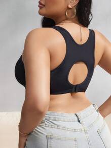 SHEIN 1pc Plus Size Women Wireless Comfort Bra - Black - View 7