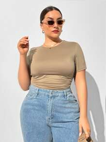 SHEIN Essnce Paquete de 3 bodys básicos de manga corta, de talla grande, en colores multicolor, de corte slim, cómodos y casuales para primavera y verano, outfits de verano para mujer, blusas lindas de verano para salir