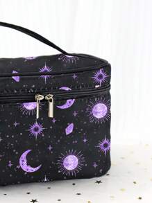 Ayrana Barboza Y2K 紫色星空月亮图案便捷大容量旅行化妆包