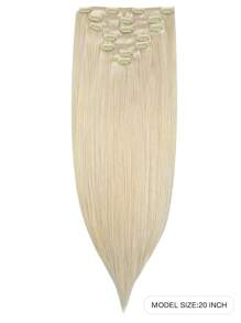 7 PIEZAS Extensiones de cabello con clip recto 100% cabello humano real de 14-24 pulgadas 115G Doble trama Extensiones de cabello con clip invisibles Cabello humano Remy natural para uso diario de mujeres y niñas - S60A - Ver 2