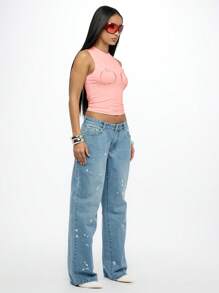 SUMWON WOMEN Fruit Print Sleeveless Crop Tank Summer Festival Fitted Knit Cotton Blend Casual Crop Top Streetwear Fashion Y2K Style