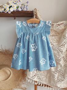 Vintaside Kids 1 件女婴休闲可爱花卉印花连衣裙 - 彩色 - 查看 5