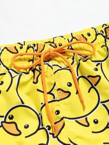 Surfspeed Men's Yellow Duck Print Beach Shorts Men Swim Trunks,Hawaiian - Yellow - View 3