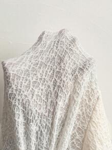 SHEIN Clasi 白色纹理针织圆领短袖修身中长女式连衣裙 - 白色 - 查看 8
