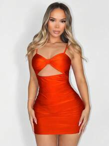 Sirith Vestido de tirantes sólido y hueco simple para mujer, elegante y apropiado para el verano