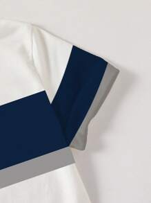 Young Boy Letter Print Round Neck Short Sleeve Casual T-Shirt - Black - View 5