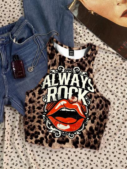 Attitoon 休闲大码女式复古豹纹背心，适合夏季