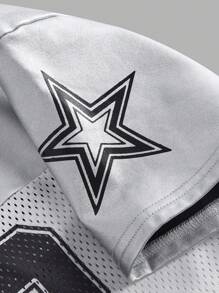 Tween Mädchen Street Style Stricknetzstoff Bedrucktes V-Ausschnitt Kurzarm-Top & Faltenrock 2 Stücke Set, Y2K Fashion Punk Style, süß & cool, Zurück zur Schule