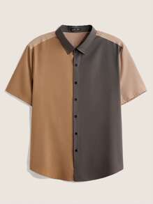 Manfinity VCAY Slim-Fit Short Sleeve Woven Shirt For Plus Size Men