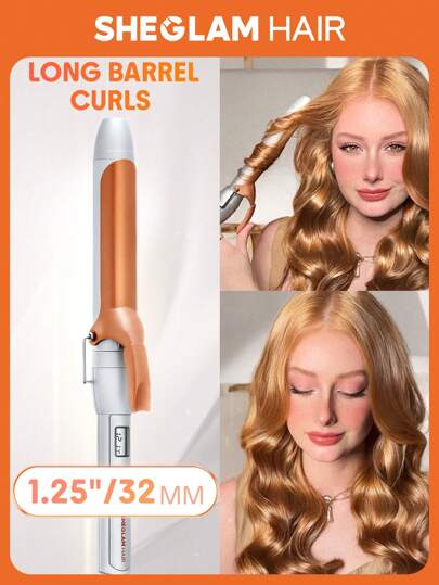 SHEGLAM HAIR It-Curl Curling Iron,Curling Iron,Hair Curler,32mm Hair Curling Wand,LED Display & 5 Temperature Settings,Quick Preheating & No Waiting,Hair Care Without Damaging Hair,Anti-Stuck Hair Design,Auto Off Suitable For All Hair Types - UK Plug Graduation Birthday Holiday Summer Winter Autumn Women Makeup Party Beach Travel Camping Outdoors School Campus Festivals Decor Gift Present Rose Girl Best Color Charm Vibe Pink Christmas New Year Thanksgiving Day Valentine's Day