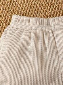 Baby Jungen Gestricktes 3 Stücke Outfit Lässig mit T-Shirt, Shorts und Hut, geeignet für den Sommer