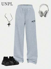 SHEIN Tween Boy Energetic Letter Print Pants, Suitable For Home Relaxation, Play, Outdoor Shopping, Walking, Skateboarding, Party, Music Festival, Hanging Out With Friends - Light Grey - View 4