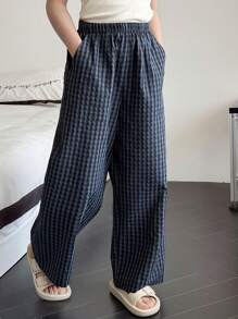 DAZY Tween Girl Geweven Geruite Casual Broek Huiskleding, Lente/Zomer, Terug naar School Kleding