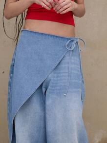 COUREZ Baggy Balloon Wrap Detail Parachute Low Rise Jeans Y2K Vintage Cotton