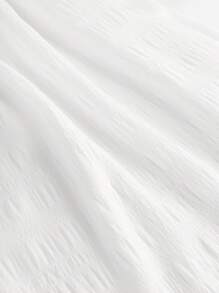Girlism Vestido con burbujas con tirantes de espagueti, corte calado y textura de gasa esmocada blanca para adolescentes, atuendo casual y de vacaciones, conjunto de playa para primavera/verano