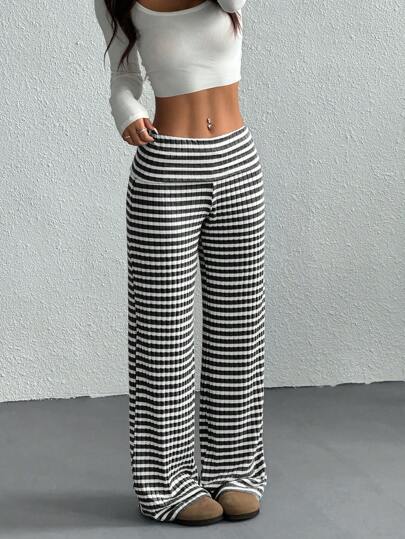 CovetEZ Women's Striped Straight Leg Loose Casual Versatile Pants Women Wide Leg Pants