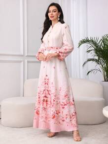 Graceveil Vestido con patrón, cinturón y cuello simulado