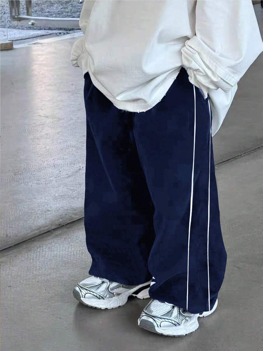 SHEIN Leap Crew 1pc Young Boys Casual Sports Athletic Trousers, Versatile & Practical, Soft & Comfortable With Drawstring, Suitable For Daily Wear, School, Outing, Exercise, All Seasons