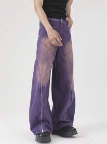 Manfinity EMRG Men's Casual Denim Jeans, Suitable For Summer - Purple - View 6