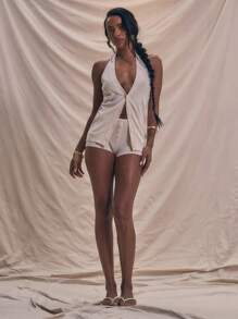 MUSERA Longline Fitted Button Up Sheer Knit Sleeveless Top Summer Holiday - Apricot - View 5