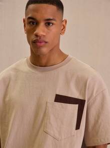 Musero Double Pocket Detail Oversized T-Shirt For Spring Summer - Grey - View 4