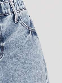 Streecool Tween Girl Fashion Loose Straight Leg Pants Versatile Design For Girls - Light Wash - View 5