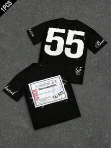 PAVTROS 男士超大双面图案宽松运动T恤男图案衬衫男图案T恤男图案T恤