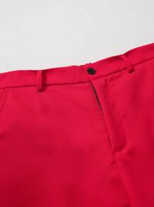 Manfinity Mode Bộ vest 2 mảnh cỡ lớn cho nam, ve áo màu tương phản cổ dài tay và quần vest dạ hội cho nam vest chất lượng cao vest dạ hội cho nam vest thường ngày cho nam - Đỏ - Xem 7