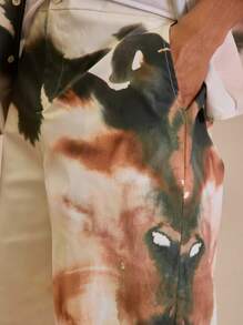 Musero Men Longline Abstract Print Cargo Shorts Bottom Only - Multicolor - View 5