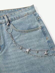 SHEIN ICON Silver Tone Star Shaped Pants Chain For Daily Wear - Silver - View 2
