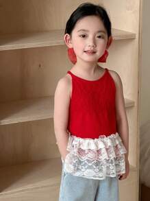 DAZY 女童蕾丝半身裙，春夏款 - 白色 - 查看 3