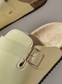 Solecia 女士时尚厚底拖鞋，圆头带扣设计，与鞋子搭配