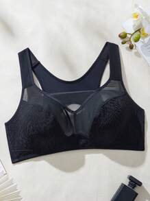 SHEIN 1pc Plus Size Women Wireless Comfort Bra - Black - View 3