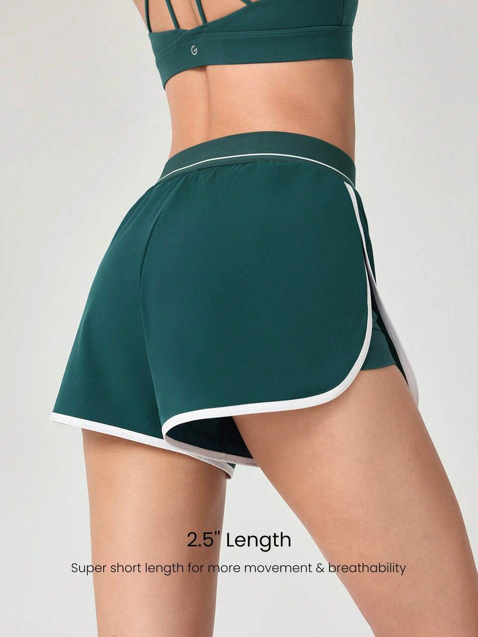 Tennis Get In Motion Layered Side Slit Contrast Waistband Trim Shorts With Built-In Shorts Medium Impact Running Training Workout Gym