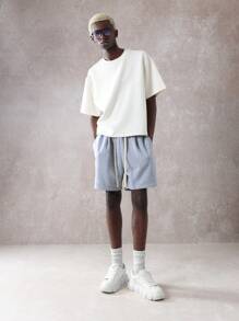 SUMWON Essential Pleated Athletic Shorts Drawstring Waistband Lightweight Training Workout Casual Summer Sports Gym Relaxed Fit Activewear Performance Shorts - Light Grey - View 2