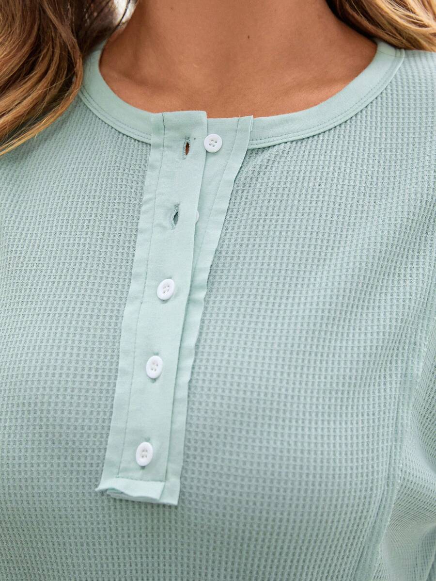 SHEIN LUNE 女士加大码纯色圆领短袖休闲连衣裙女式夏季服装女式夏季连衣裙度假服装女式加大码女装波西米亚风迷你连衣裙母亲节 - 薄荷綠 - 查看 1