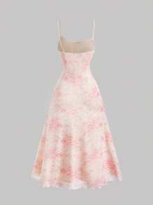 SHEIN MOD Đầm dài bó sát nhuộm hoa 3D - Nhiều màu - Xem 2