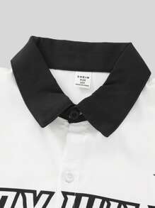 SHEIN Tween Boy Casual Fashion Letter Print Short Sleeve Loose Shirt, Suitable For Attending Various Interest Classes Or Outdoor Activities - Black and White - View 4
