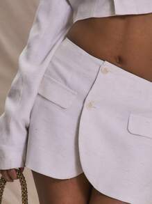 MUSERA Spódnica mini z tkanego materiału z guzikami, tylko na wiosnę i lato, ładna, elegancka i swobodna