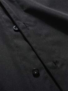 Manfinity Campus Court Aesthetic Post--Men's Casual Striped Letter Print Short Sleeve Shirt, Summer Baseball Shirts Baseball Shirt Men Men Baseball Shirt - Black - View 4