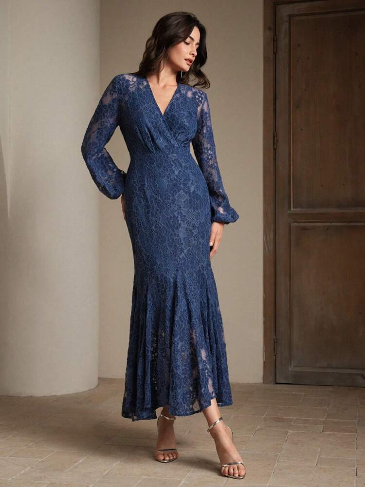 High-End Luxury V-Neck Niche Print Pleated Hem Maxi Dress, Suitable For Spring, Summer, Elegant, Party, Festival, Holiday